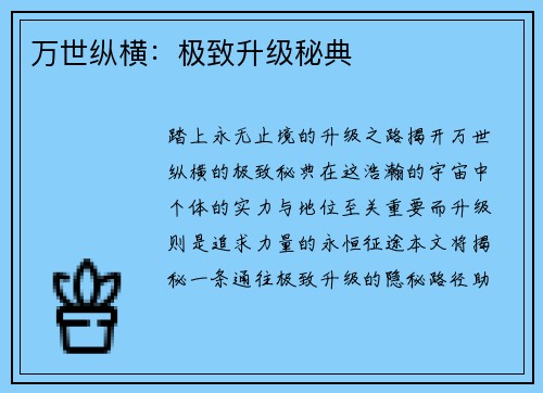 万世纵横：极致升级秘典