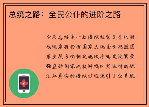 总统之路：全民公仆的进阶之路