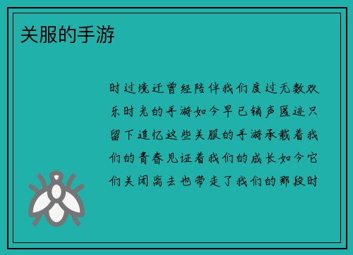关服的手游